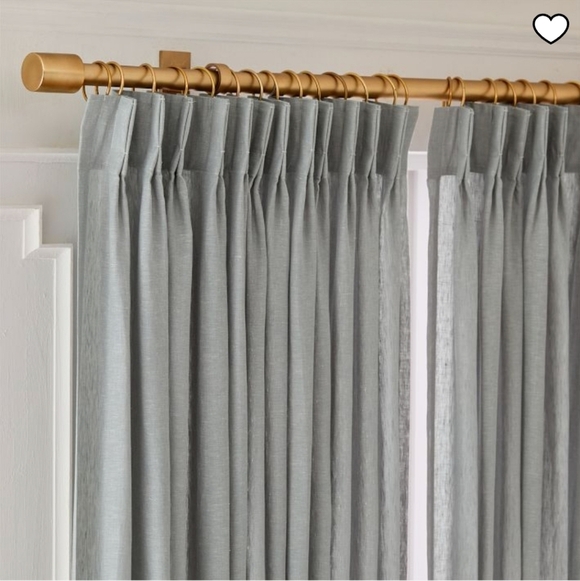 West Elm Pleated European Flax Linen CurtainChambray Melange Retail $219.00US